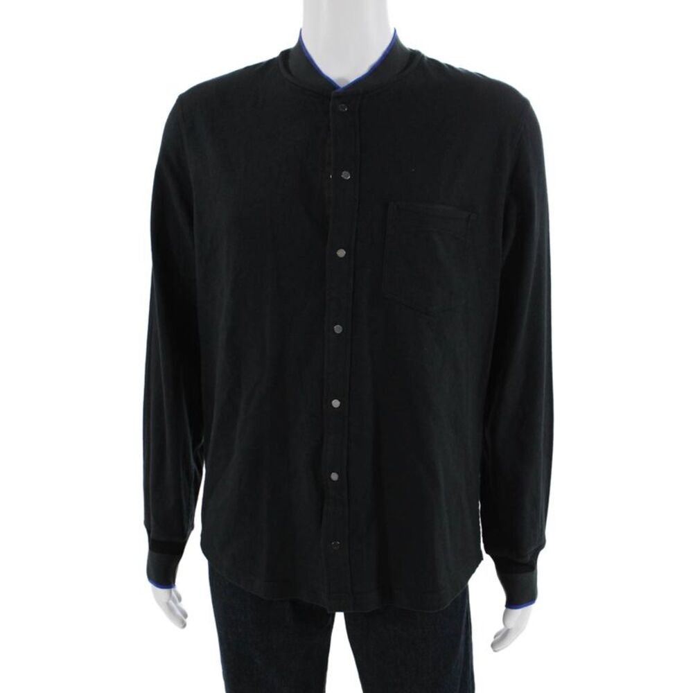Kit And Ace Mens Cotton Pocketed Detail Snap Front Shirt Black Size L